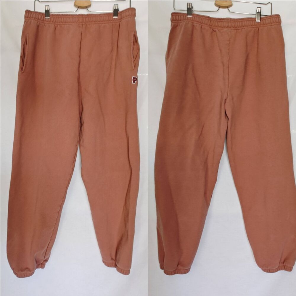 Victoria's Secret PINK Sweatpants Campus Elastic Waist Cuffed Rust Brown Medium‎